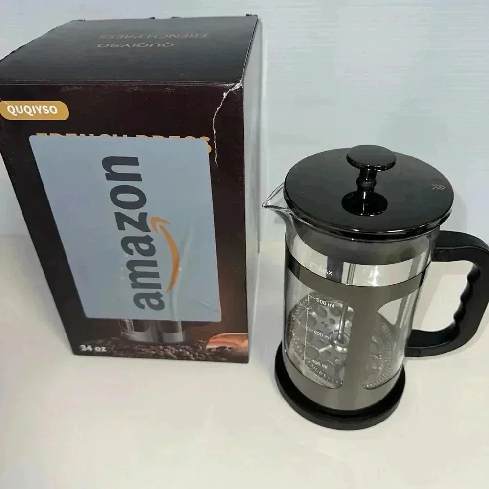 Quqiyso French Press Coffee Maker, 34 oz, Black
